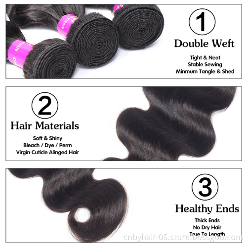 Chinese Factory Brazilian Hair Virgin Body Wave Hair Bundles Cheveux Humain, Human Virgin Brazilian Hair Supplier